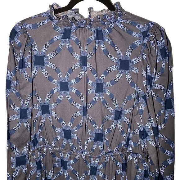 Universal Thread Women's Large Quilt Pattern Peasant Maxi Dress Long Sleeves - Picture 2 of 9